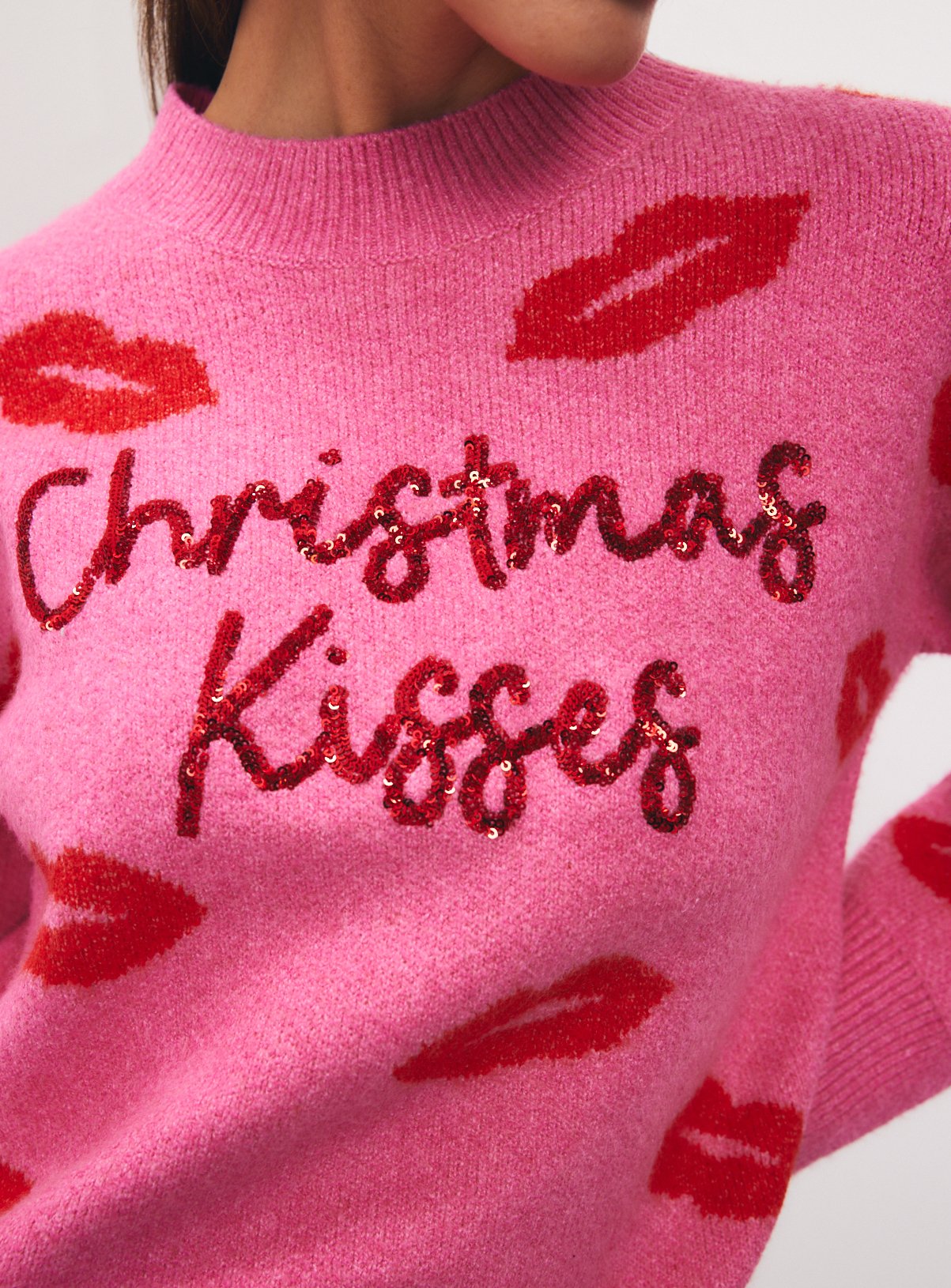 Pink Christmas Kisses Jumper S - Image 3 thumbnail